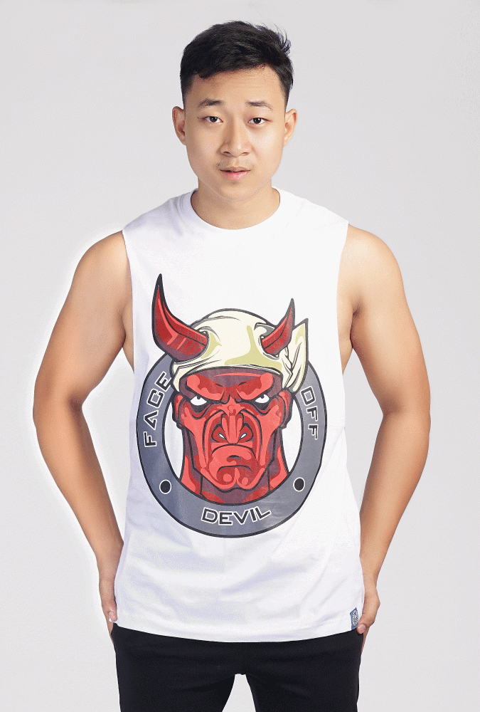 Devil  Design Printed tank top(White)